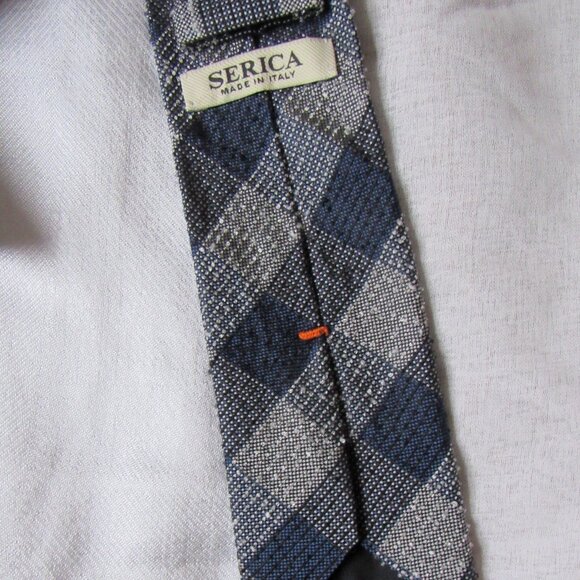 SERICA 100% Silk Tie Geometric Grey\Navy Made In Italy - Picture 2 of 5